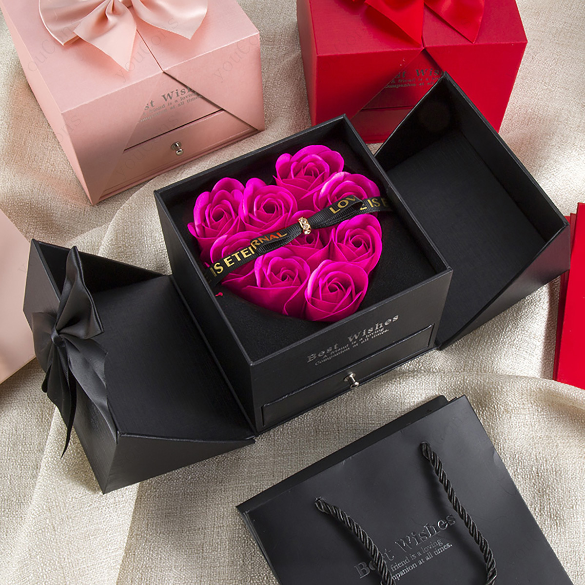 Women's Pink Synthetic Zirconia Birthstone Necklace Gift Box